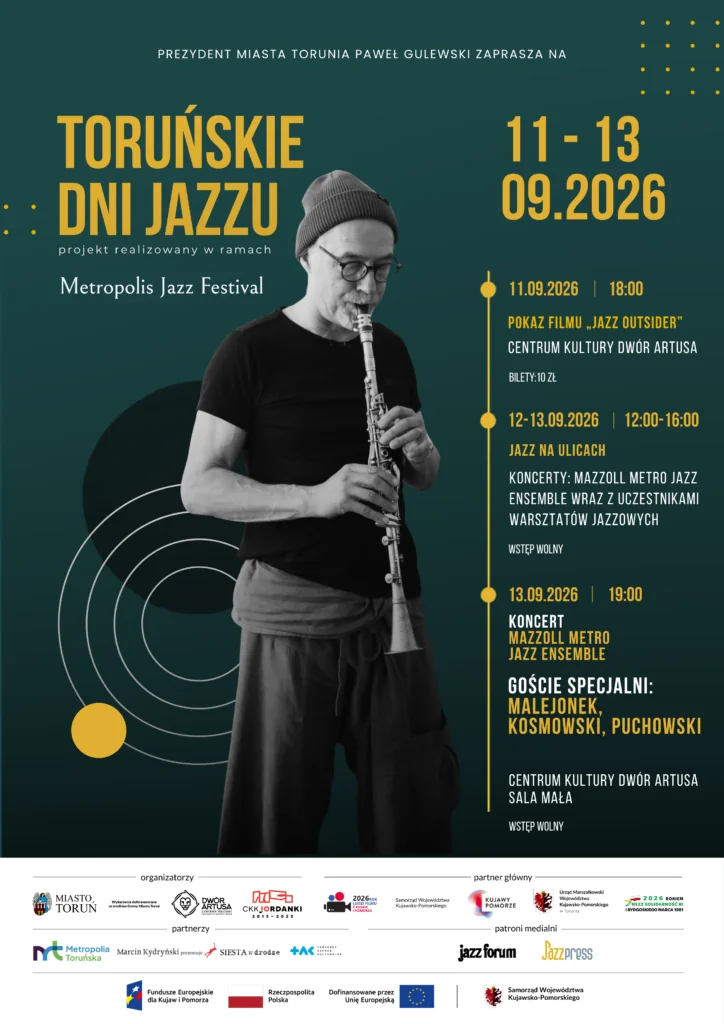 Toruńskie Dni Jazzu 11–13 września. Koncerty za darmo: key details